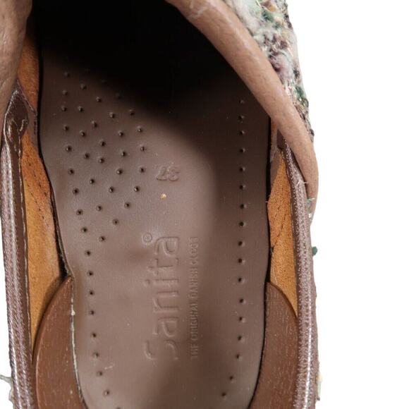 Sanita Shoes Womens 37 Clog Slip On Danish Woven Textile Brown Teal Comfort Walk - Picture 10 of 16